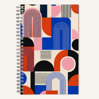 Bold Retro Geometric Arch Pattern Notebook