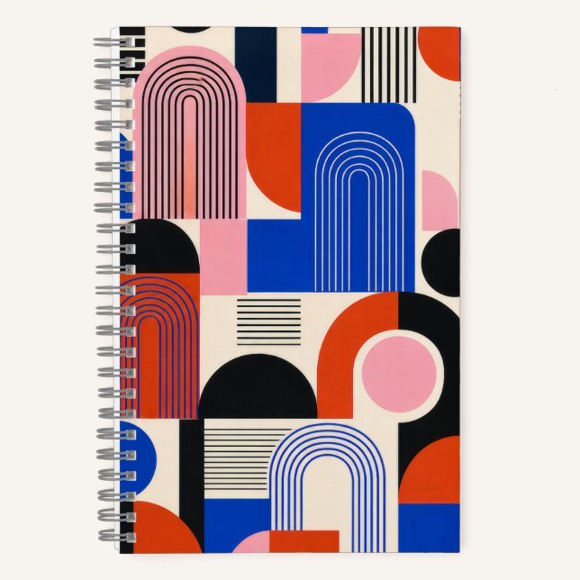 Bold Retro Geometric Arch Pattern Notebook (Front)