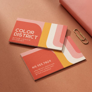 Bold Retro Geometric Colour Block Modern Business Card