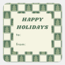 Bold Retro Green Holiday Chequered Tree to from