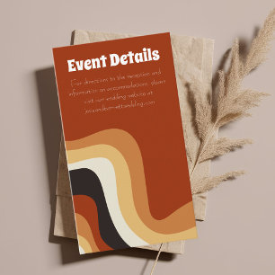 Bold Retro Groovy 70s Boho Wedding Event Details Enclosure Card