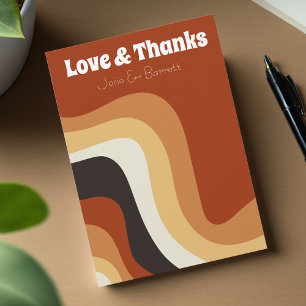 Bold Retro Groovy 70s Boho Wedding Love & Thanks Thank You Card