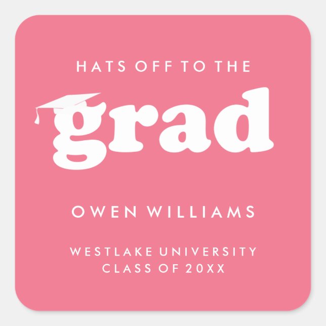 BOLD RETRO HATS OFF TO THE GRAD GRADUATION STICKER (Front)