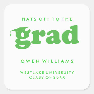 BOLD RETRO HATS OFF TO THE GRAD GRADUATION STICKER