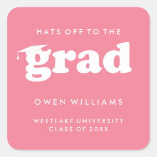 BOLD RETRO HATS OFF TO THE GRAD GRADUATION STICKER