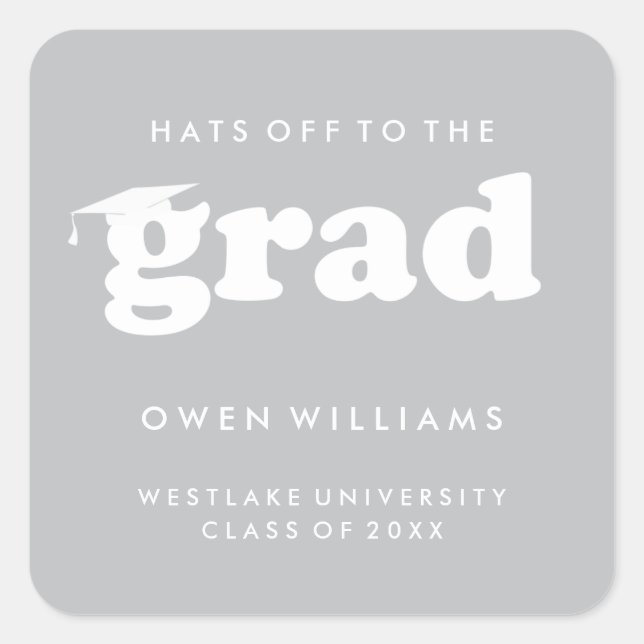 BOLD RETRO HATS OFF TO THE GRAD GRADUATION STICKER (Front)