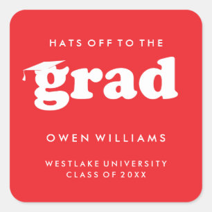 BOLD RETRO HATS OFF TO THE GRAD GRADUATION STICKER