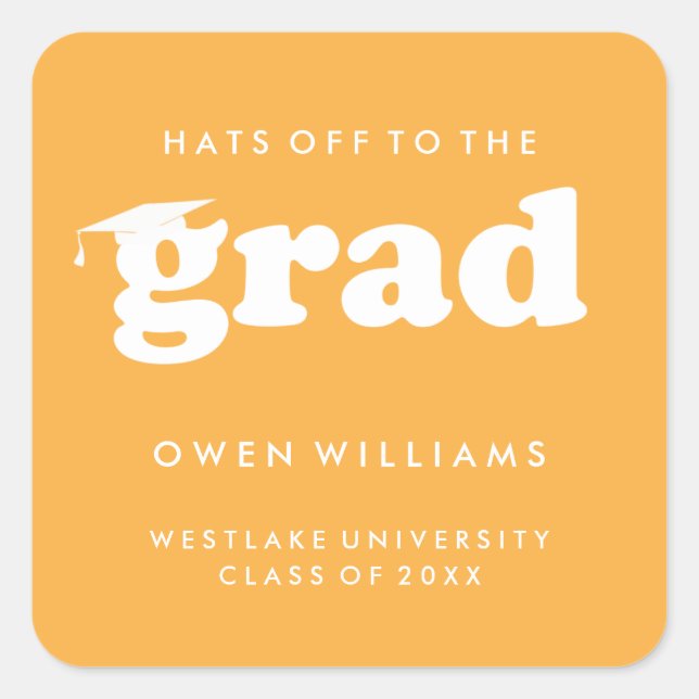 BOLD RETRO HATS OFF TO THE GRAD GRADUATION STICKER (Front)