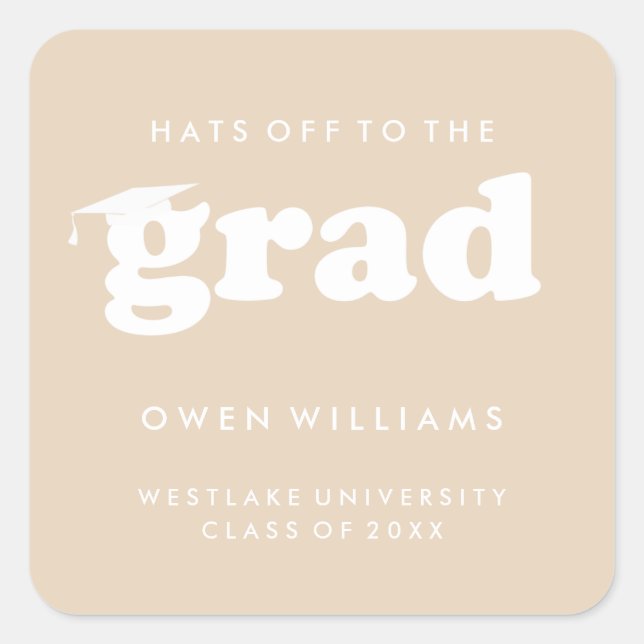 BOLD RETRO HATS OFF TO THE GRAD GRADUATION STICKER (Front)