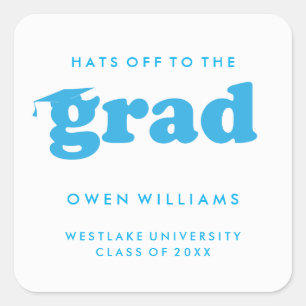 BOLD RETRO HATS OFF TO THE GRAD GRADUATION STICKER