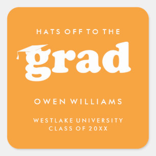 BOLD RETRO HATS OFF TO THE GRAD GRADUATION STICKER