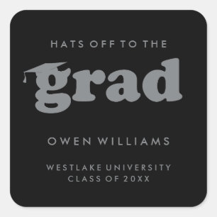 BOLD RETRO HATS OFF TO THE GRAD GRADUATION STICKER
