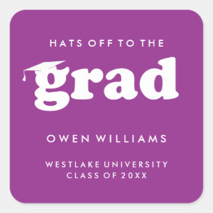 BOLD RETRO HATS OFF TO THE GRAD GRADUATION STICKER