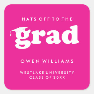 BOLD RETRO HATS OFF TO THE GRAD GRADUATION STICKER