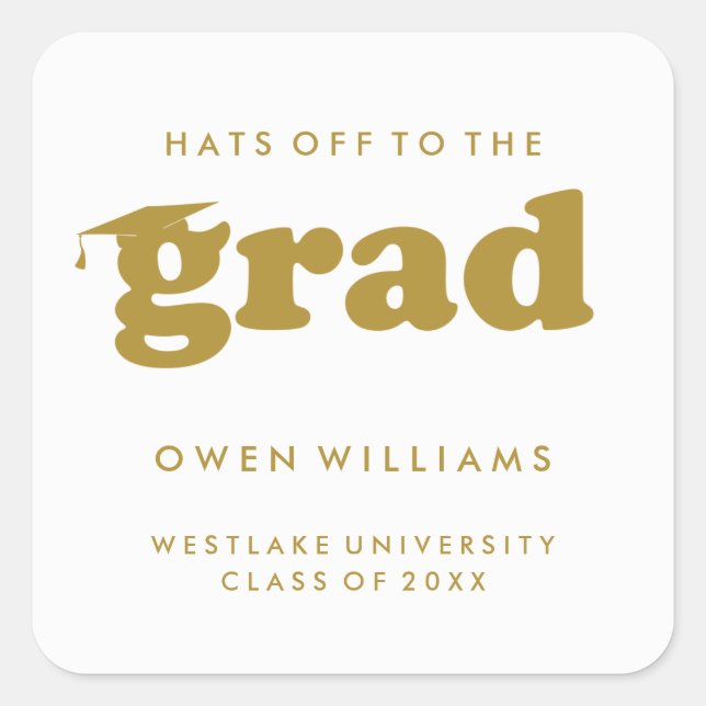 BOLD RETRO HATS OFF TO THE GRAD GRADUATION STICKER (Front)