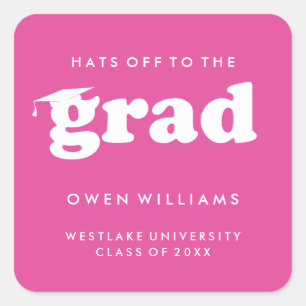 BOLD RETRO HATS OFF TO THE GRAD GRADUATION STICKER