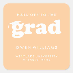 BOLD RETRO HATS OFF TO THE GRAD GRADUATION STICKER