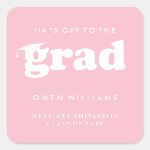 BOLD RETRO HATS OFF TO THE GRAD GRADUATION STICKER