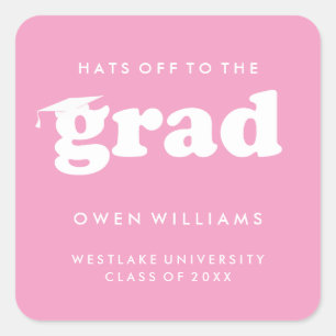 BOLD RETRO HATS OFF TO THE GRAD GRADUATION STICKER