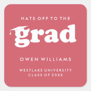 BOLD RETRO HATS OFF TO THE GRAD GRADUATION STICKER