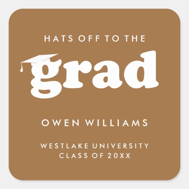 BOLD RETRO HATS OFF TO THE GRAD GRADUATION STICKER (Front)