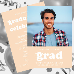BOLD RETRO HATS OFF TO THE GRAD PHOTO GRAD INVITE