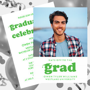 BOLD RETRO HATS OFF TO THE GRAD PHOTO GRAD INVITE
