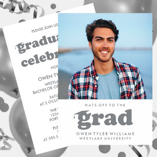 BOLD RETRO HATS OFF TO THE GRAD PHOTO GRAD INVITE