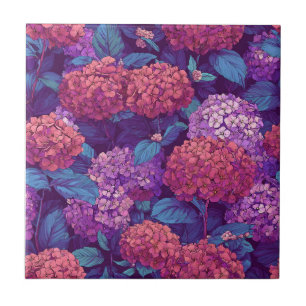 Bold Retro Hydrangeas  Tiles  For Artful Floors