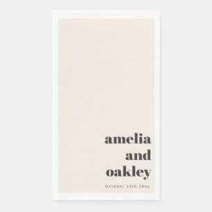 Bold Retro Ivory Wedding Powder Room Personalised Napkin