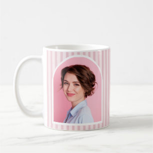 Bold Retro Makeup Artist Pink White Photo Stripes Coffee Mug