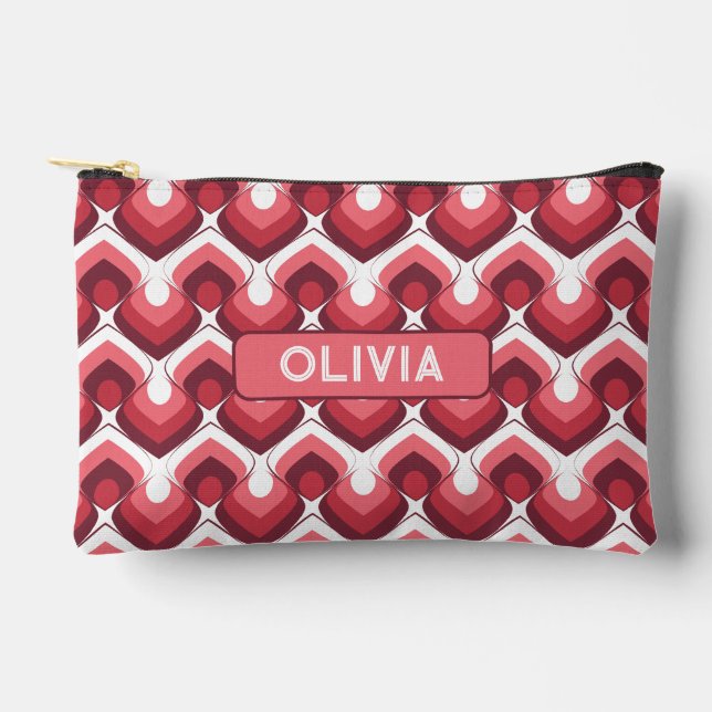 Bold Retro Modern Motif in Pinks Accessory Pouch (Front)