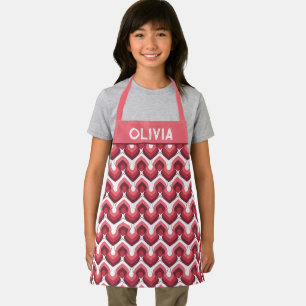 Bold Retro Modern Motif in Pinks Apron