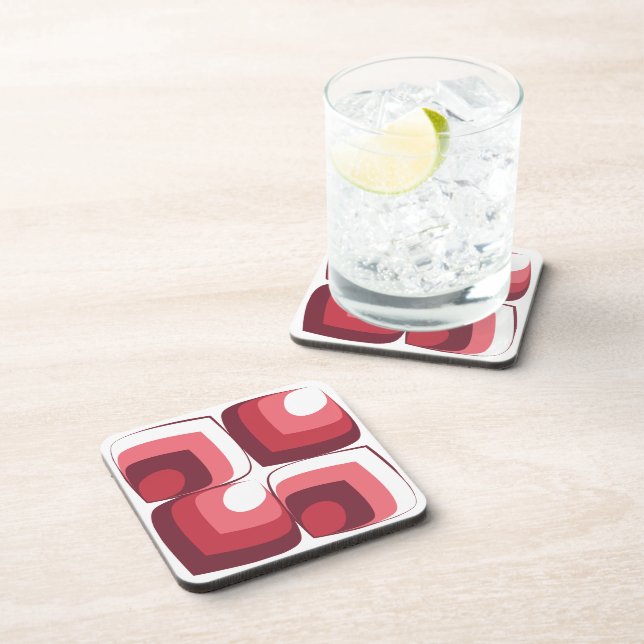 Bold Retro Modern Motif in Pinks Coaster (Right Side)