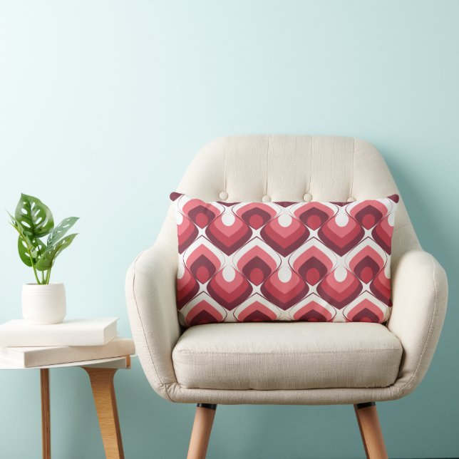 Bold Retro Modern Motif in Pinks Lumbar Cushion (Chair)