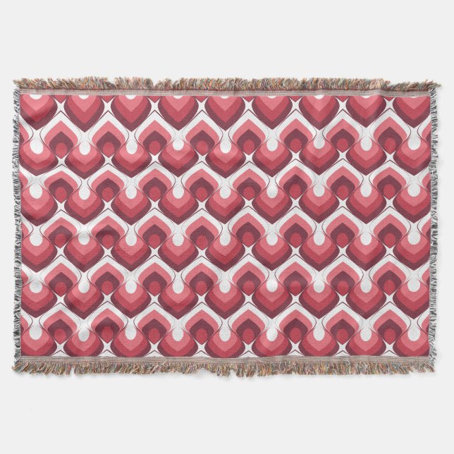 Bold Retro Modern Motif in Pinks Throw Blanket (Front)