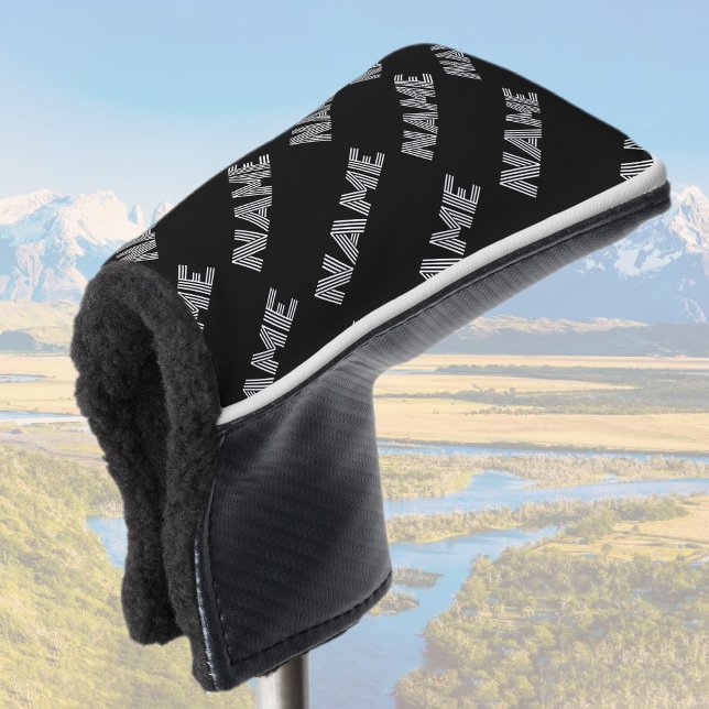 Bold Retro-modern Name or Word Pattern Golf Head Cover (Creator Uploaded)