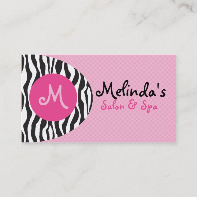 Bold Retro Monogram Salon Business Cards (Front)