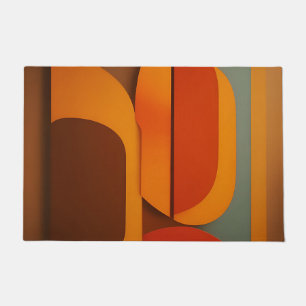 Bold Retro Orange Midcentury Abstract  Doormat