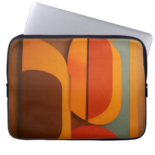 Bold Retro Orange Midcentury Abstract Laptop Sleeve