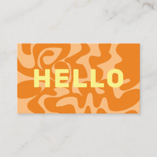 Bold Retro Pastel Lemon Yellow Peach Orange Hello Business Card