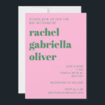 Bold Retro Pink and Green Simple Cute Bat Mitzvah Invitation<br><div class="desc">Bold Retro Pink and Green Simple Cute Bat Mitzvah Invitation</div>
