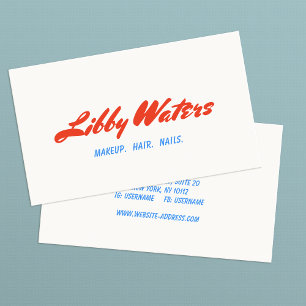 Bold Retro Red Handwritten Script Typography Business Card