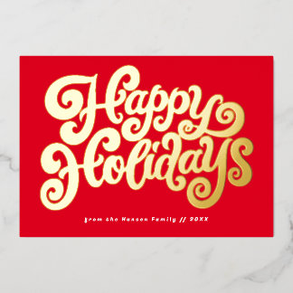 Bold Retro Script Foil Holiday Card