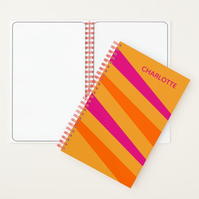 Bold Retro Stripes Monogram Notebook (Inside)