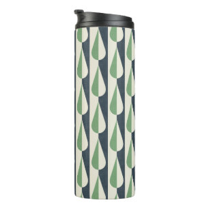 Bold retro water drop green and grey  thermal tumbler