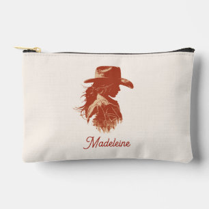 Bold Retro Western Cowgirl Bachelorette Name Accessory Pouch