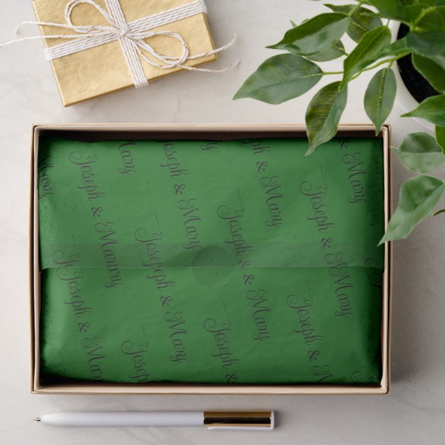 Bold Rich Emerald Green & Black Script Wedding  Tissue Paper (Gift)