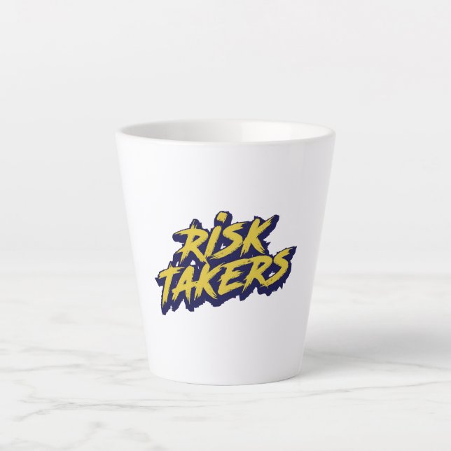 Bold "Risk Takers" Motivational Latte Mug (Front)