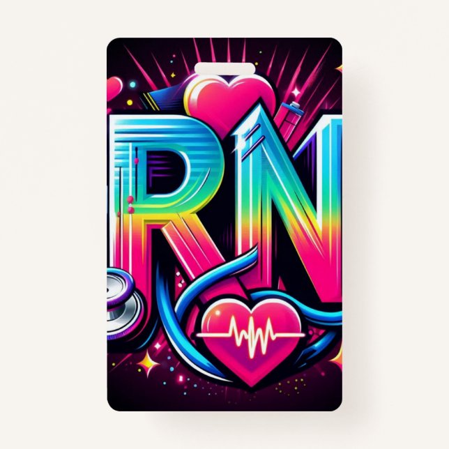 Bold RN Logo-colourful Neo Nurse Graphic Design ID Badge (Back)